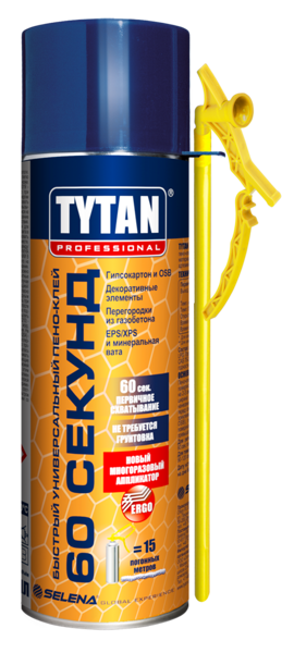 Пено-клей быстрый 60 секунд STRAW 300ml TYTAN Professional