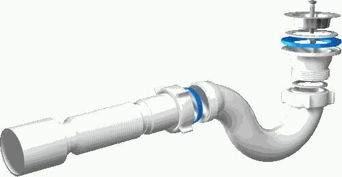 сифон для душевого поддона АНИ пласт E115 1.1/2"*40, с гофрой и выходом 50 мм