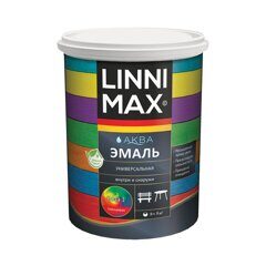 Эмаль универсальная Linnimax Аква, акриловая, глянцевая, белая, 0,9 л